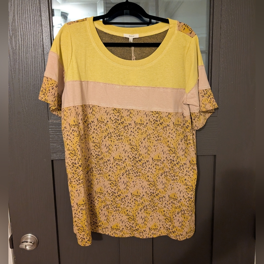 Entro Yellow‎ And Leopard Print Top
